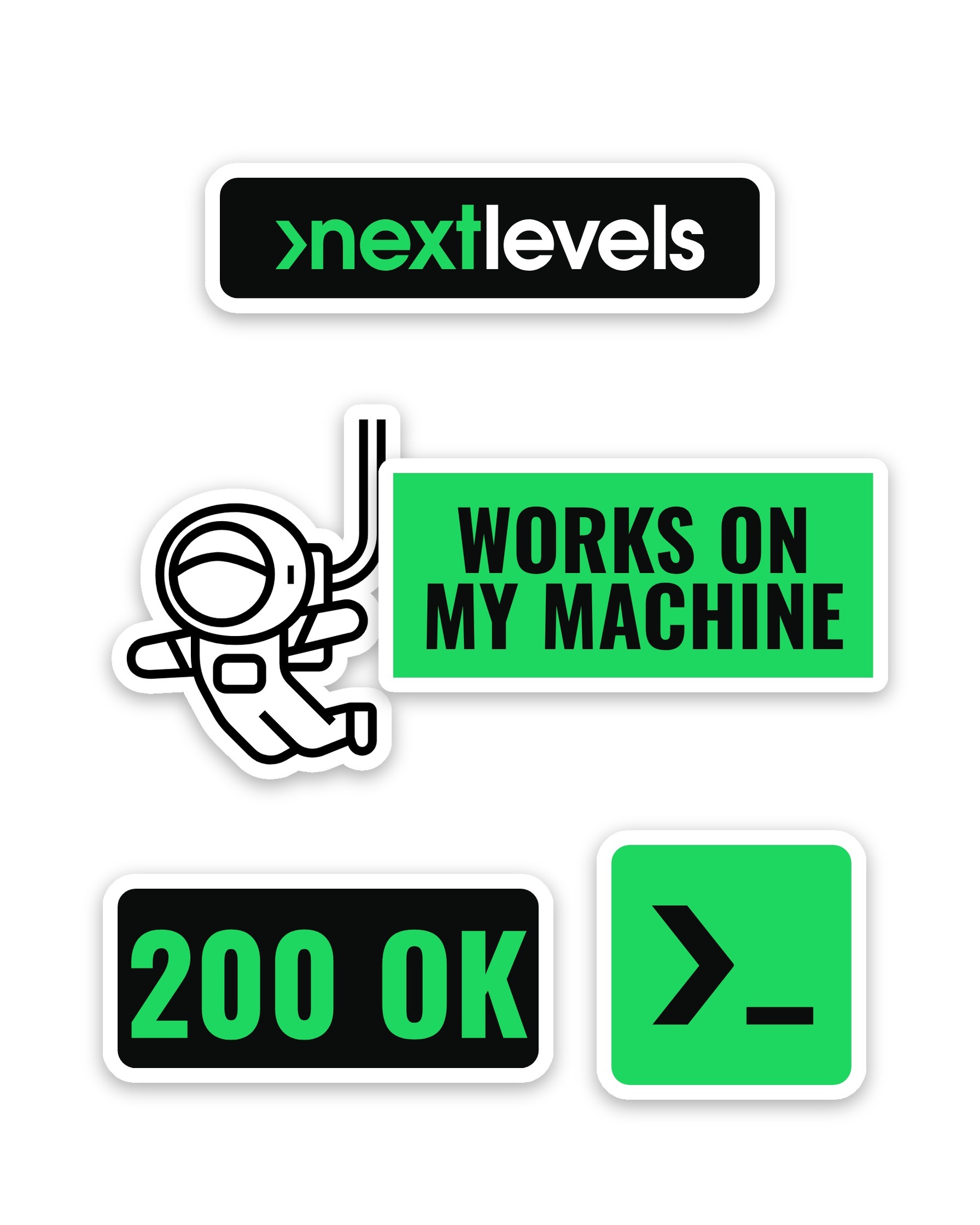Sticker-Set „Works on my machine“ – Freisteller